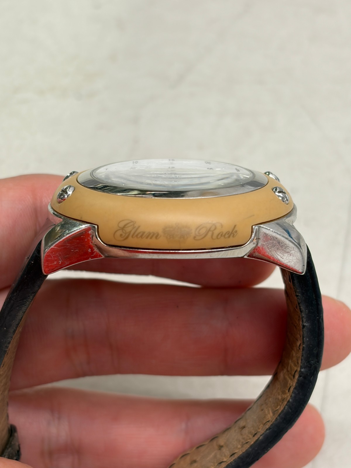 Glam Rock Miami Chronograph Watch – Tan Bezel / White Dial – Used / Fair