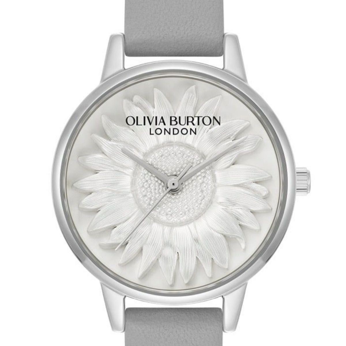 OLIVIA BURTON 3D flower midi silver white Earl Grey