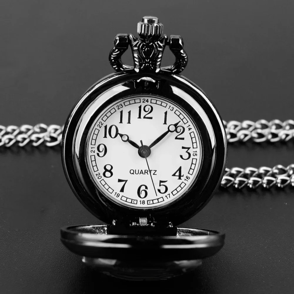 Black Wolf Pocket Watch – Full Hunter Case Quartz Watch with Chain