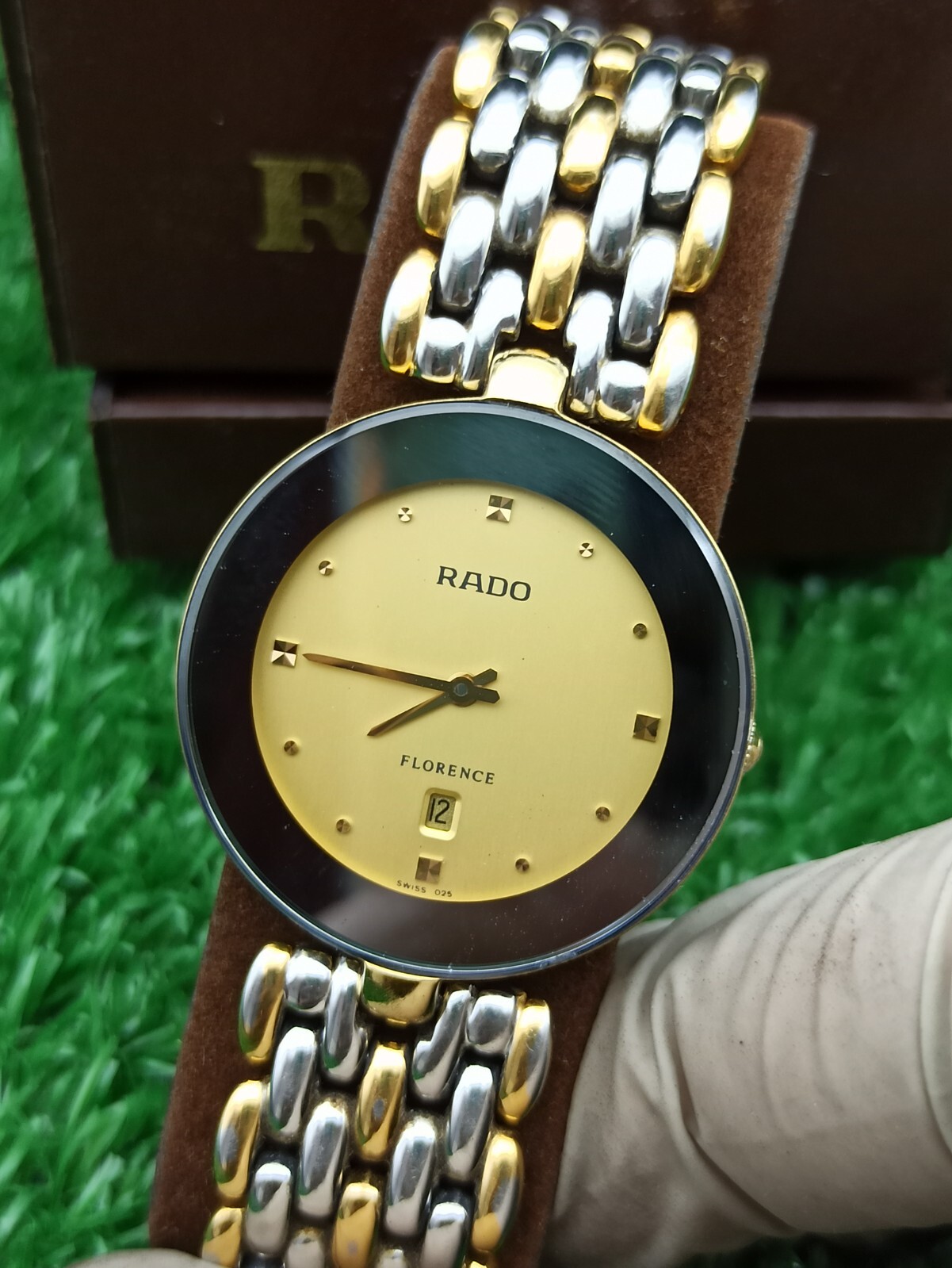 Iconic Model Rado Florence Classic Watch & Half-Gold Swiss Movement 80s Quartz