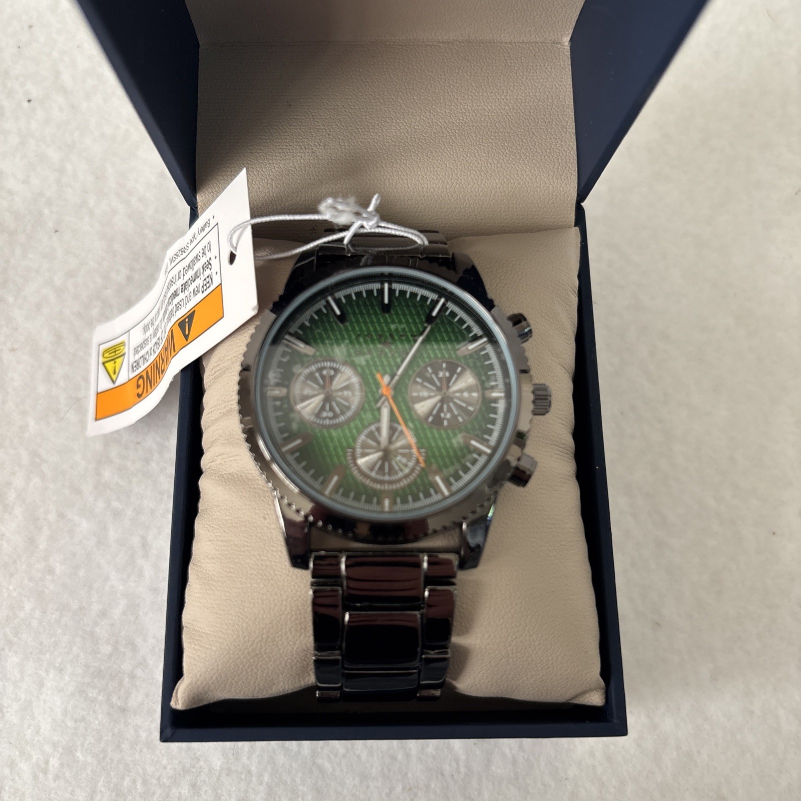 Joseph Abboud Mens Watch Green Dial Gunmetal Chronograph Style New