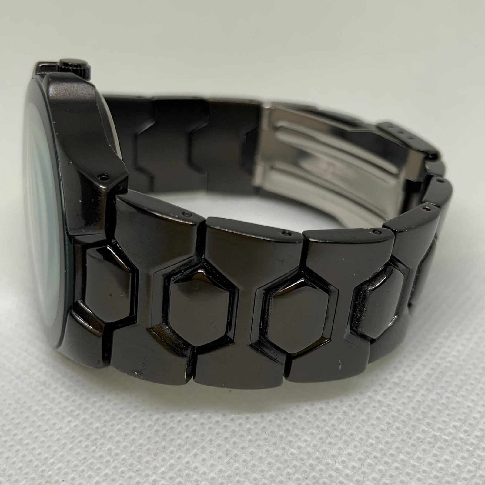Allude Diamond men watch 40mm black tone quartz analog bracelet size 7” running