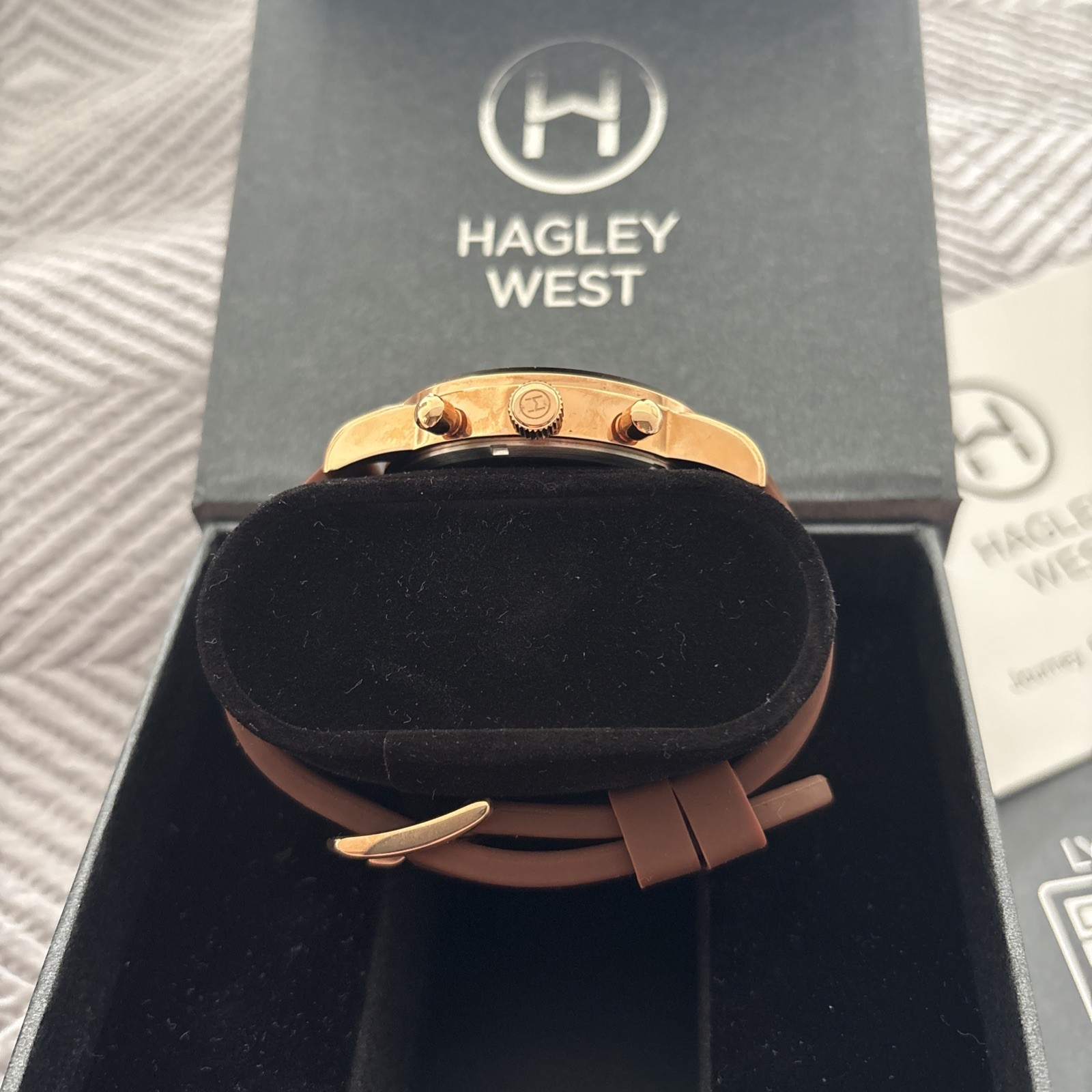 Hagley West Chrono Collection white face, rose gold chrono