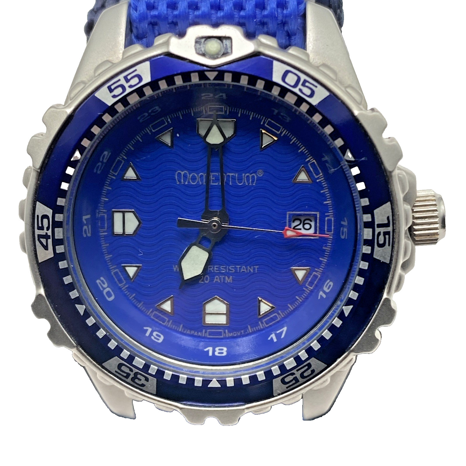 Momentum AC 0029 Ladies Diver Watch NATO Strap Band Blue Face DATE Hook & Latch