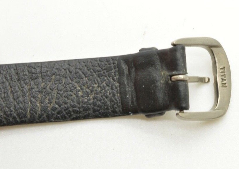 Boccia Round Grey Titanium Ladies Watch on Black Leather Strap with Gold Dial
