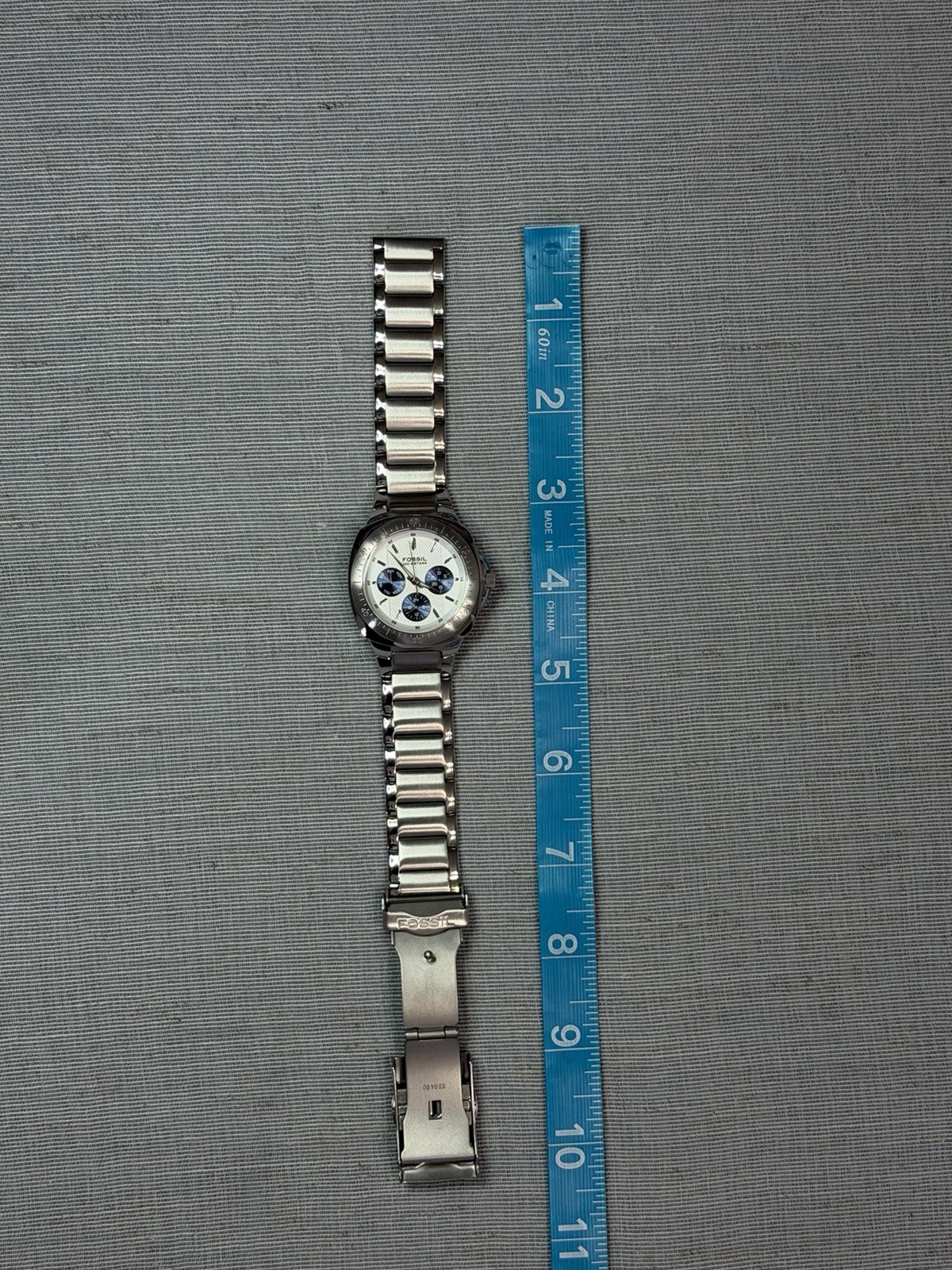 Fossil Blue Quartz Analog Watch Stainless 40mm 100m Silver/Blue w/Tin 00269-1a