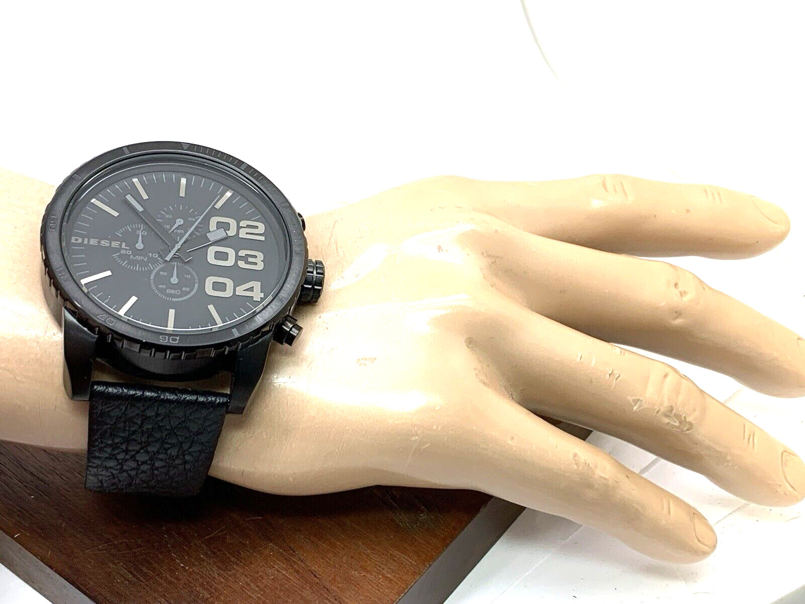 Diesel Men’s Watch DZ4216 Quartz Chronograph Black Dial Leather Band 52mm