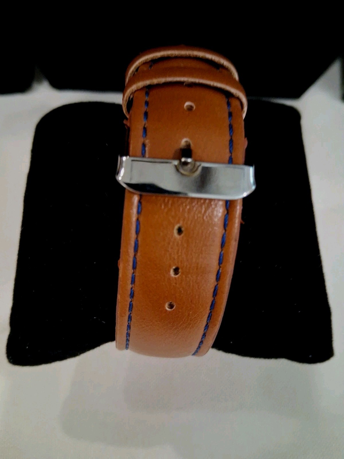 U.S. PoloAssn. Men’s Quartz BlueStripeDial &Blue/GoldBezel,&Brown Leather Strap