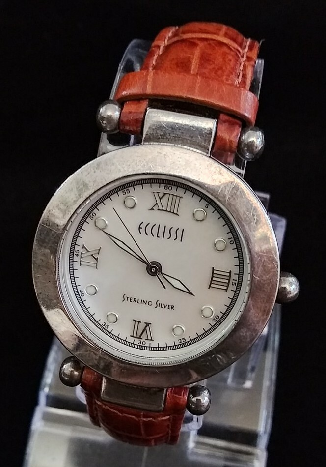 925 Ecclissi Sterling Silver Cased Watch & Clasp, Mother Of Pearl MOP Dial 22340
