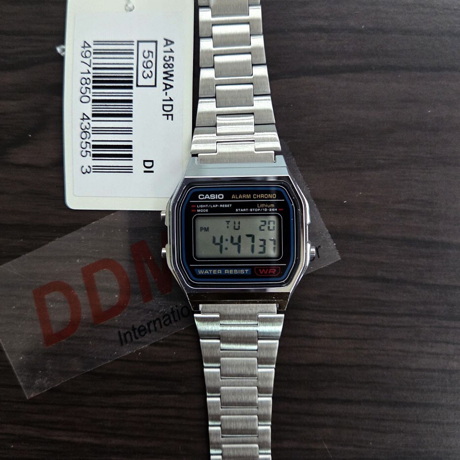 Casio A-158WA-1 metal band Original Classic Chronograph Unisex Watch Alarm Date
