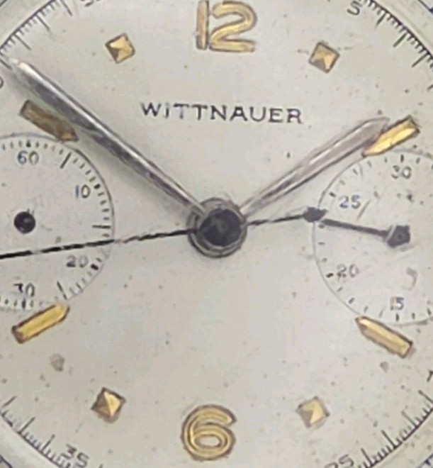 Vtg 1950s Wittnauer 36mm SS Case Two Register Chronograph Original Dial Watch