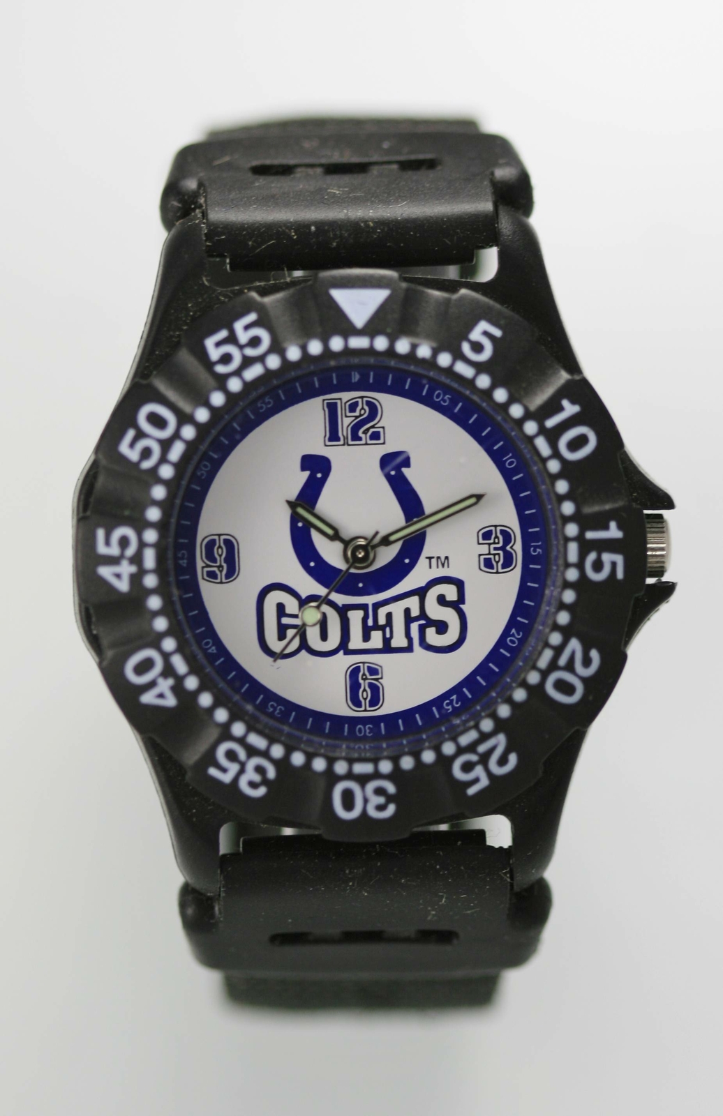 Relic Watch Women Youth COLTS Logo Black Plastic Nylon Water Resist White Quartz