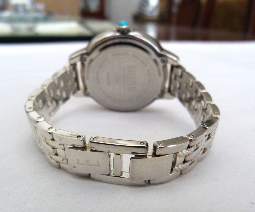 ECCLISSI SOLID STERLING SILVER TURQUOISE DIAL #33820 SR626SW ADJUSTABLE WATCH
