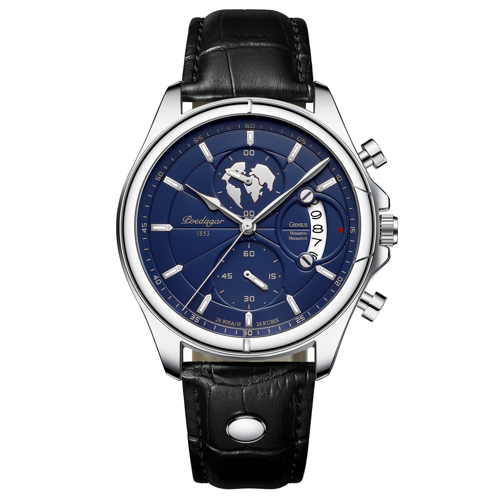 POEDAGAR Luxury Man Wristwatch Chronograph Date Waterproof Leather Men Watch Cas