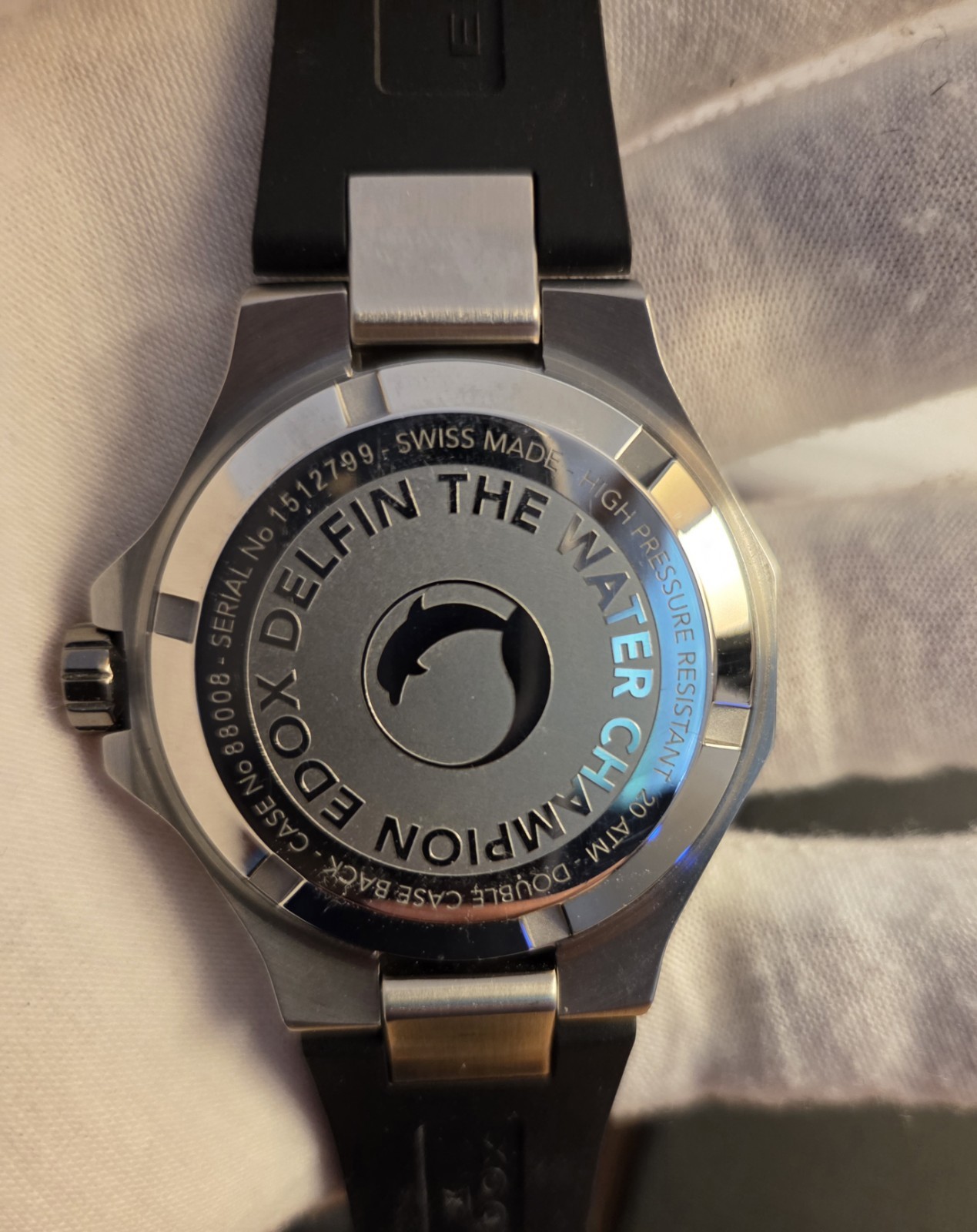 Edox Delfin Automatic 43mm Blue Sunburst Dial