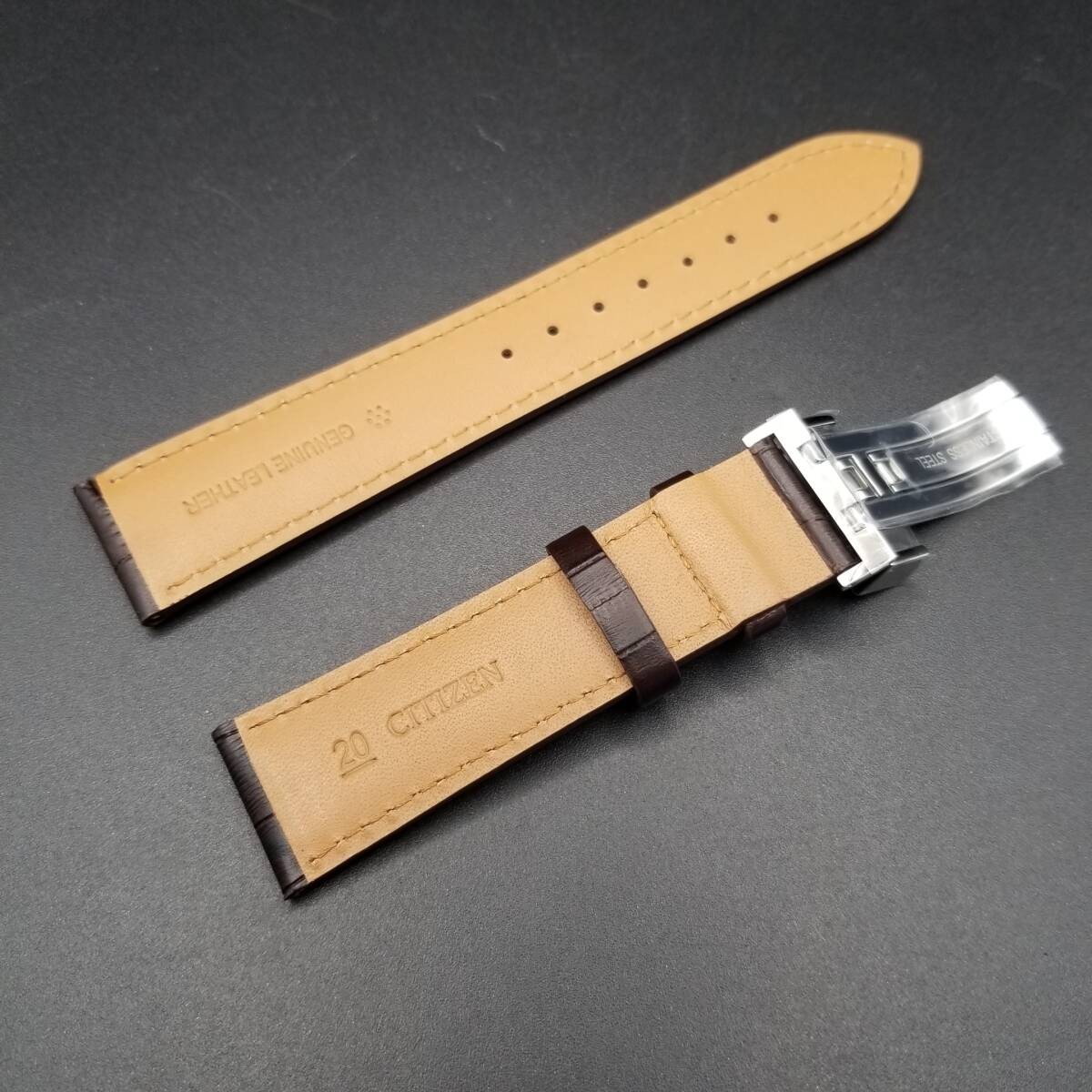 Citizen 20mm Watch Strap Citizen Collection NP1010 01A Leather Band Brown with D