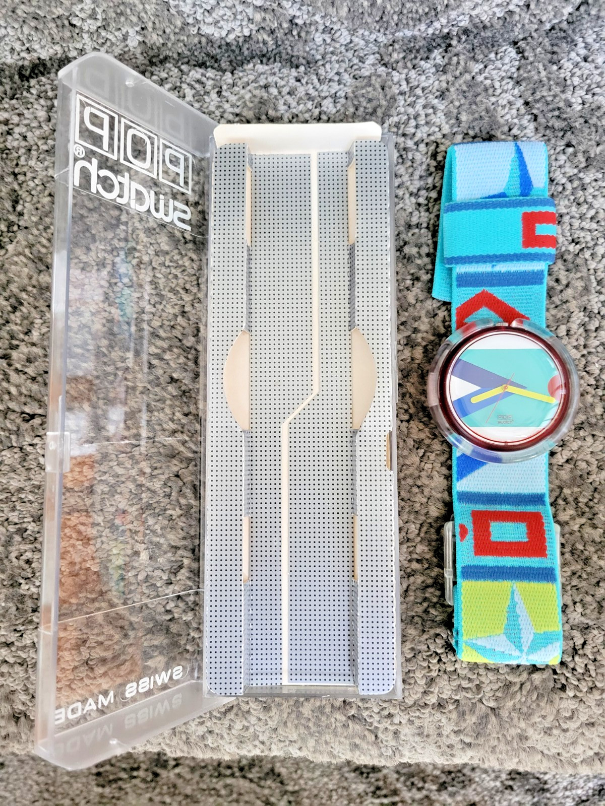 Vintage 1990 POP Swatch Watch PWR105 Caleidoscope with box and instruction sheet