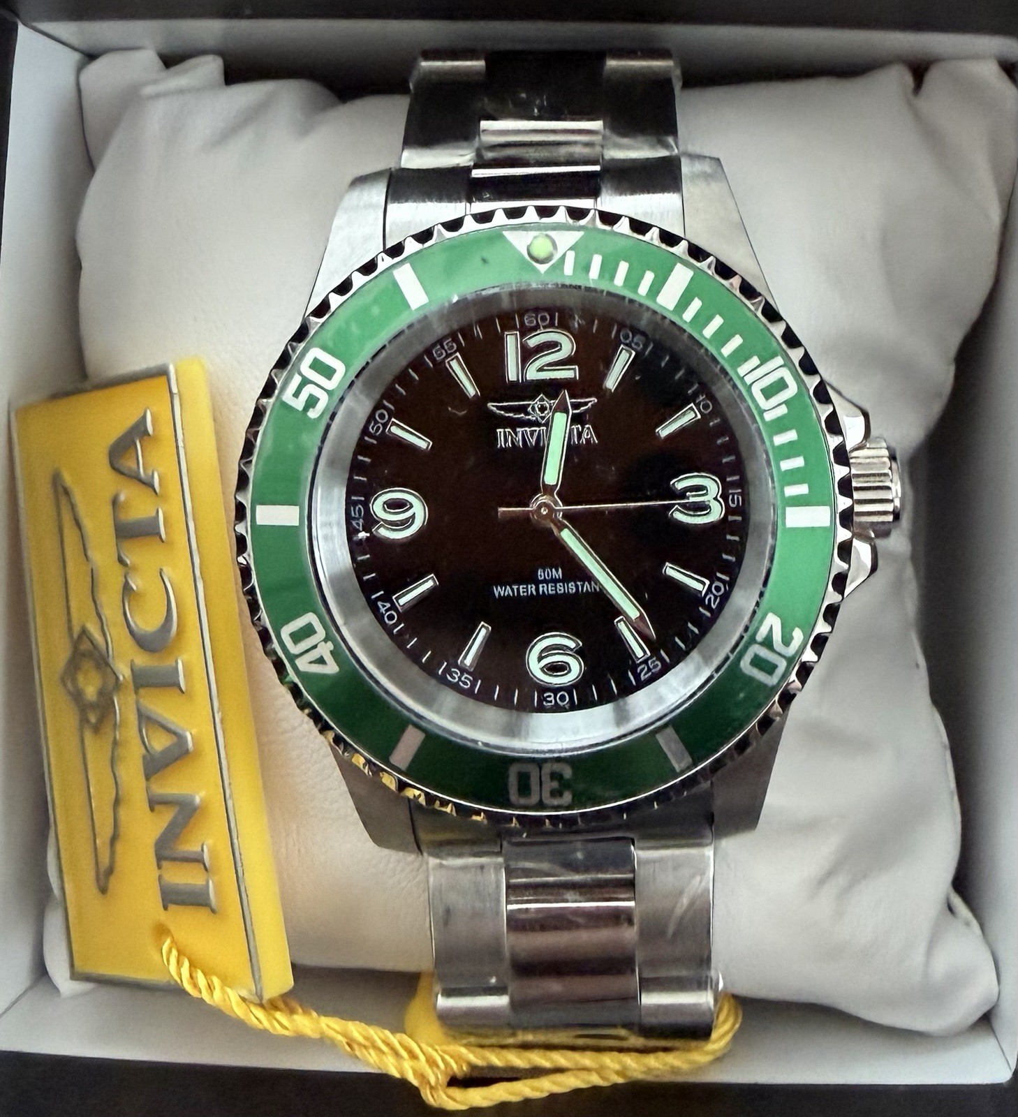 Invicta Specialty Rowan Watch 40mm, Steel, Black Dial, Green Bezel (49338)