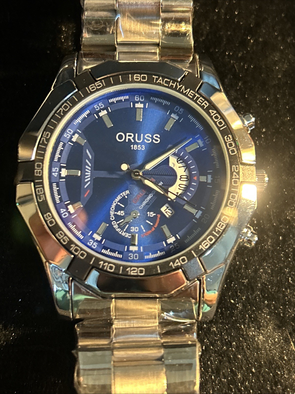 ORUSS 1853 Men’s Chronograph Tachymeter Analog Watch Blue Dial