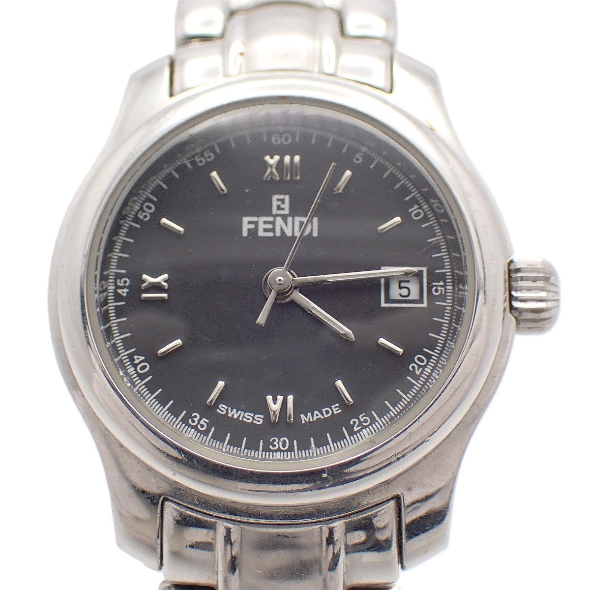 used FENDI 210L quartz ladies’ watch black dial SS belt Ioki