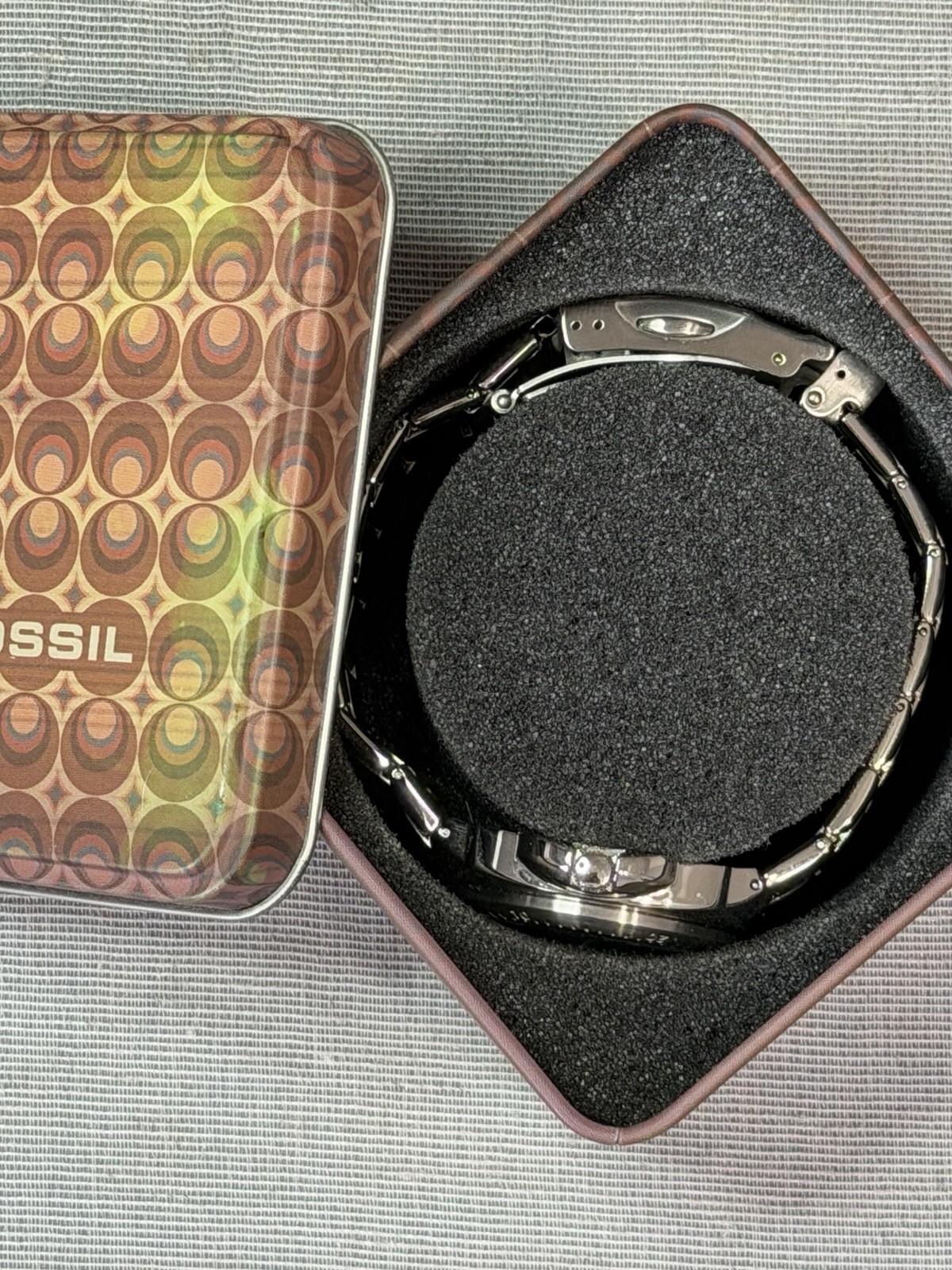 Fossil Blue Quartz Analog Watch Stainless 40mm 100m Silver/Blue w/Tin 00269-1a