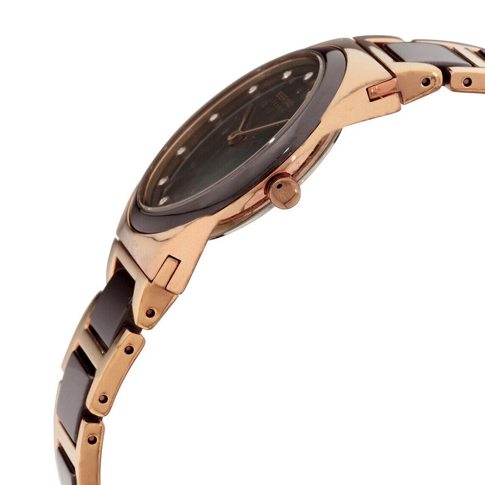Bering Time Ceramic Rose Gold Steel with Ceramic Links Women’s Watch. 32230-765