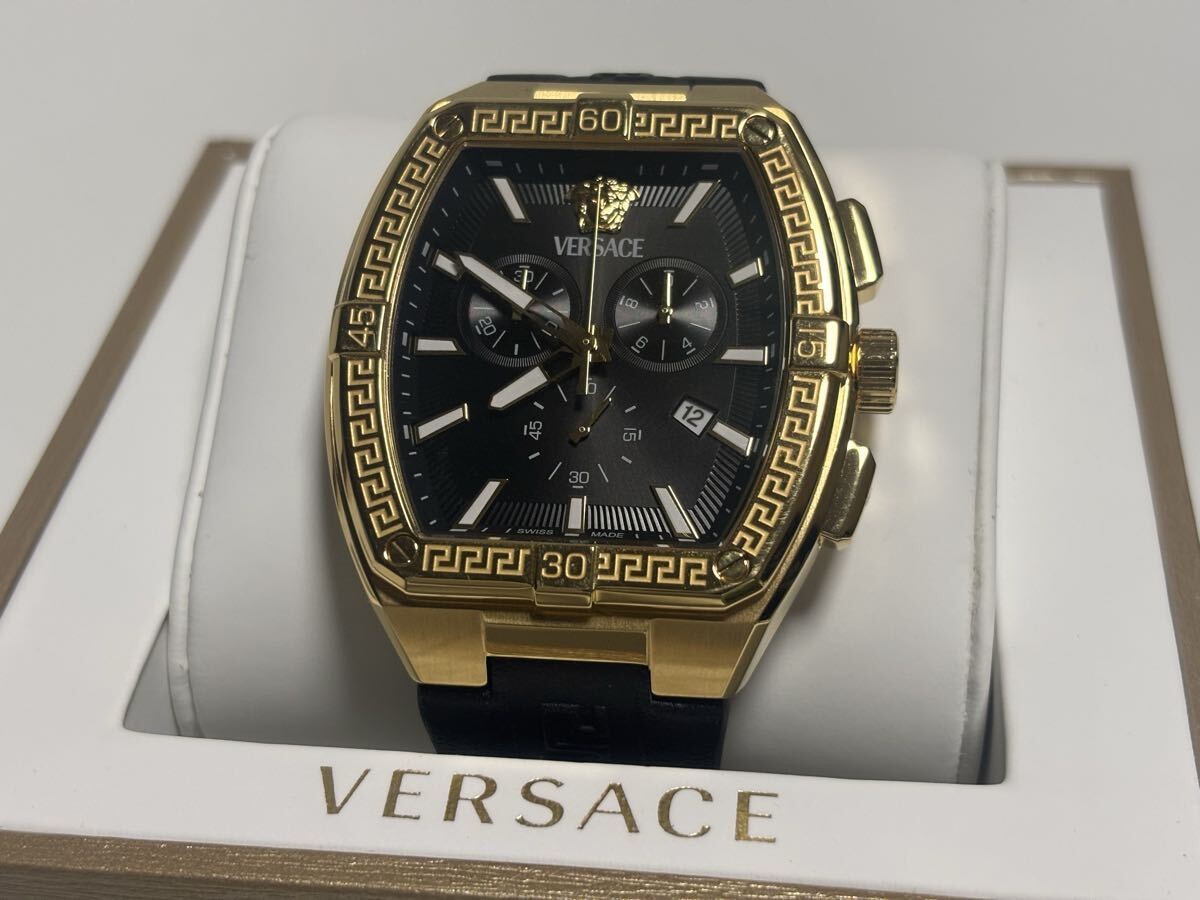 [B1Y] VERSACE Chronograph Men’s Watch Black Gold VESP00324 Greca [z7t]