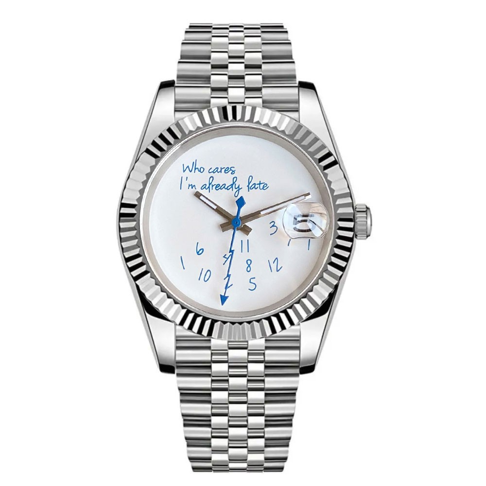 Black 20ATM Diver 36mm 39mm Japan NH35 Automatic Men Watch Blue White Text Dial