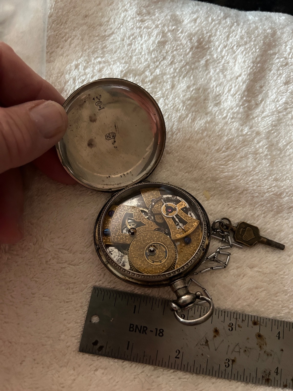 Antique Chinese Duplex Coin Silver Key Wind Pocket Watch