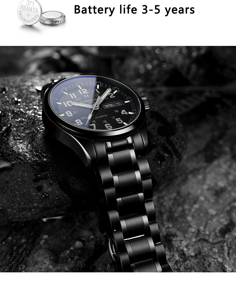CARNIVAL Luxury Men’s Quartz Watch Luminous 3Bar Waterproof Stainless Steel