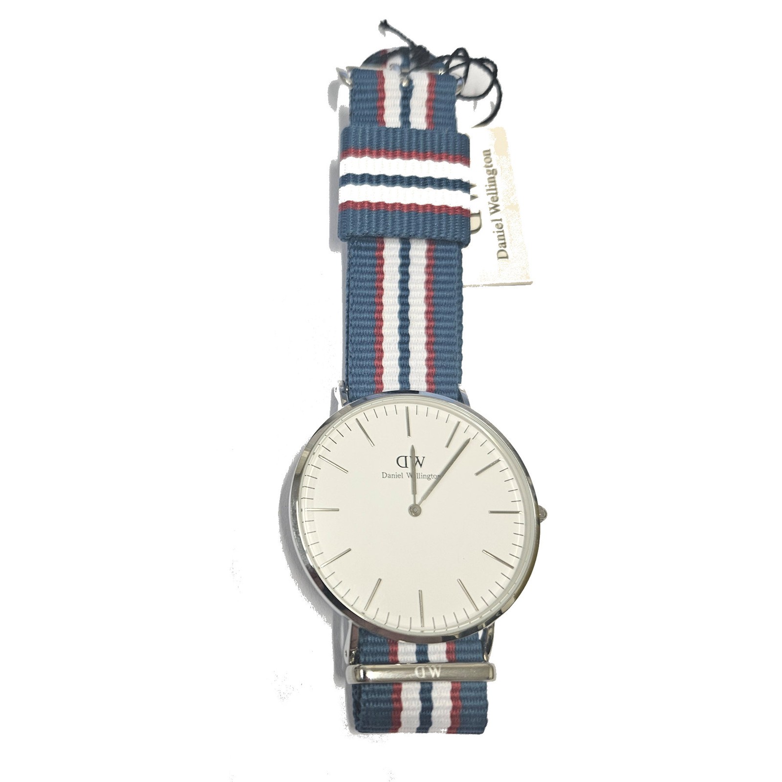 Daniel Wellington Classic Nottingham Blue White Fabric Strap Mens Watch 0208DW