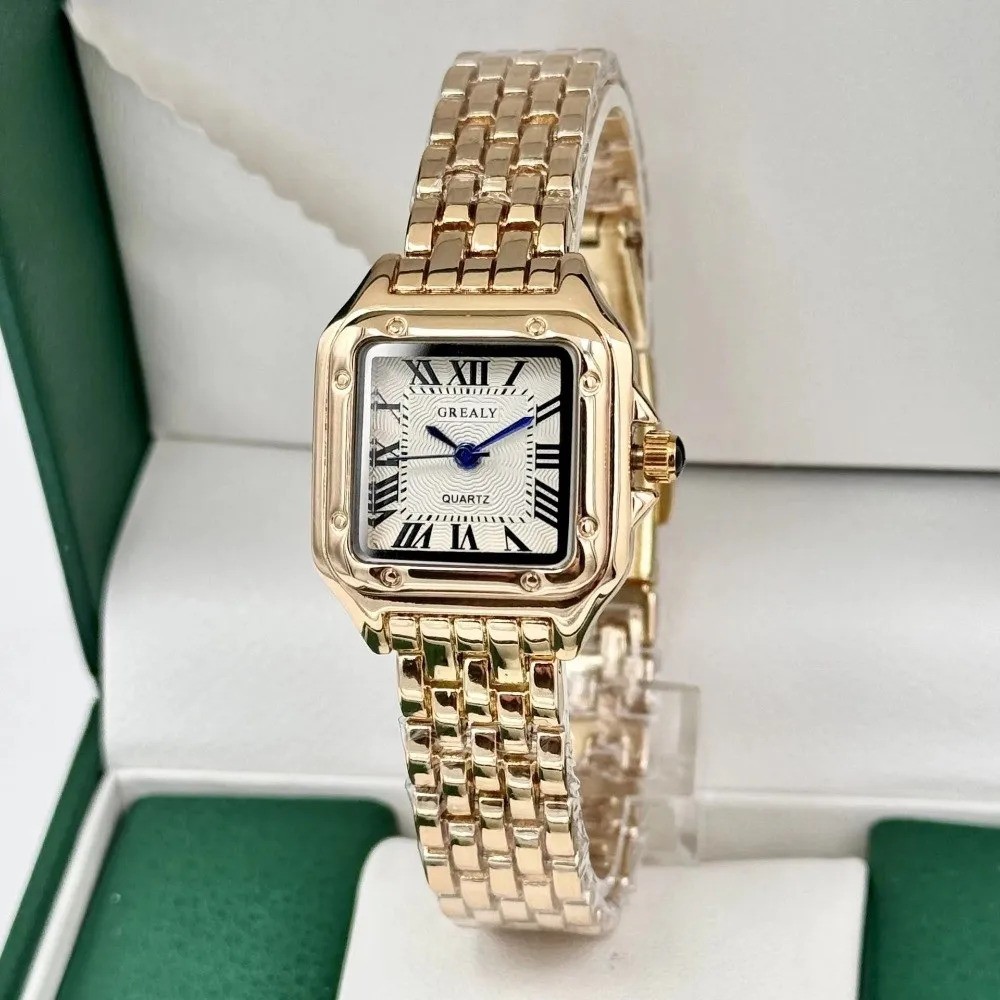 Classic Retro Square Waterproof Women’s Diamond-embedded Watch