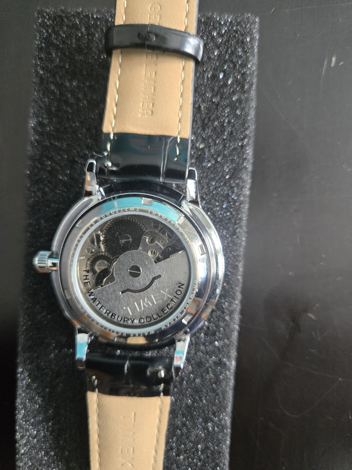 Timex Waterbury Automatic Date Black Dial Black Leather