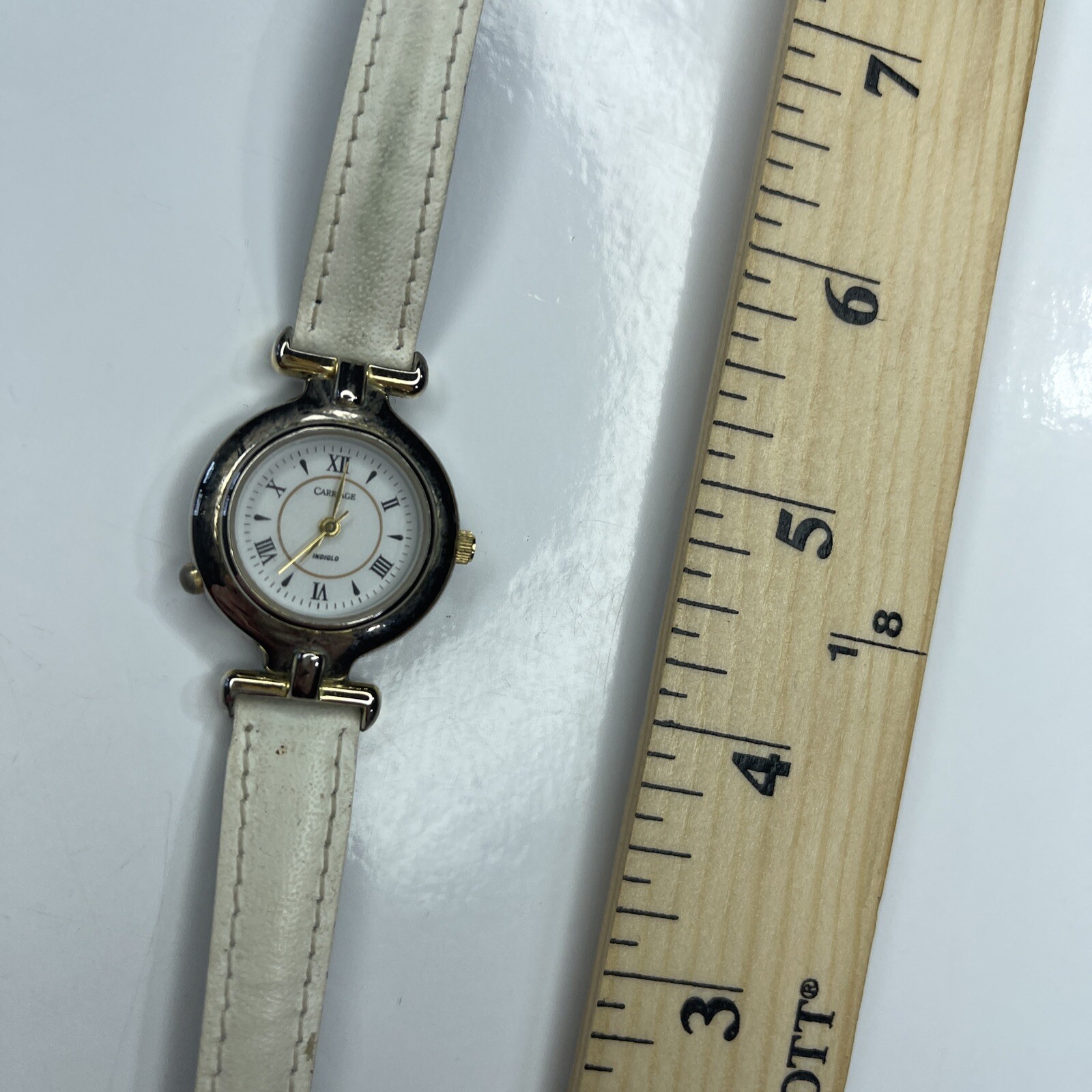 E Carriage Silver White Leather Ladies Vtg D4 Philippines Stainless Works
