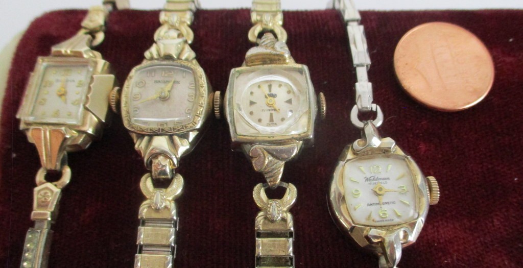 Vintage Ladies Watch Lot Bulova Vulcain Waldman Hallmark Swiss USA Watches
