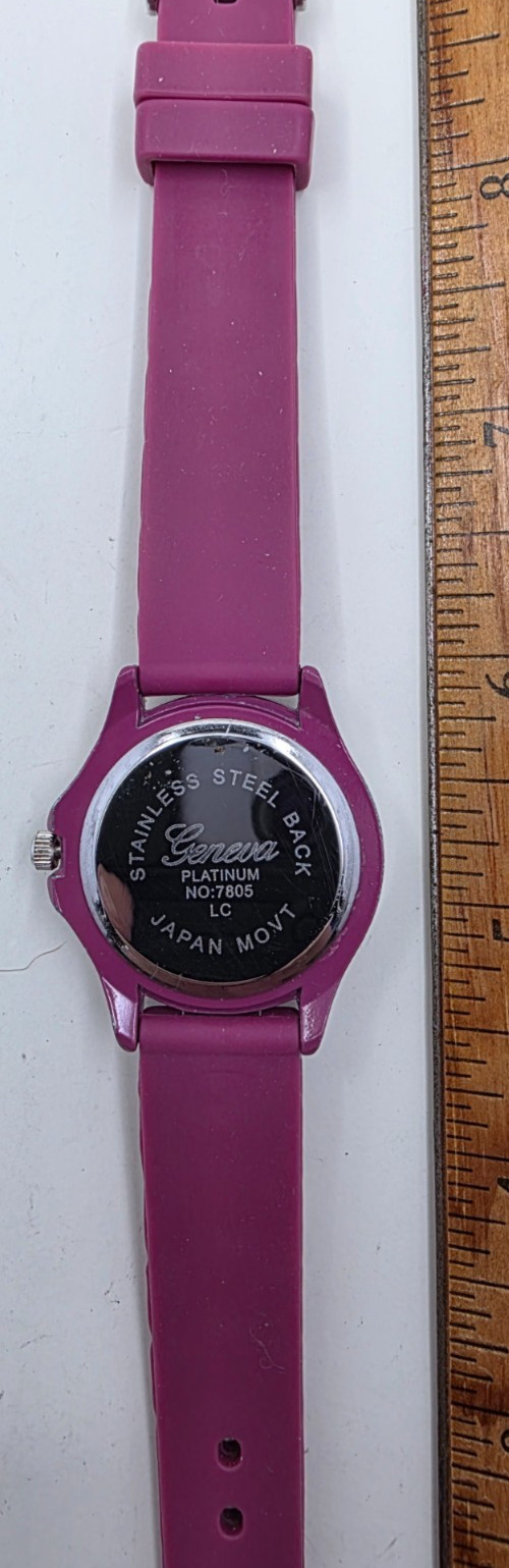 Geneva Platinum 6886 Rhinestone Bezel Burgundy Women’s Watch NEW Battery