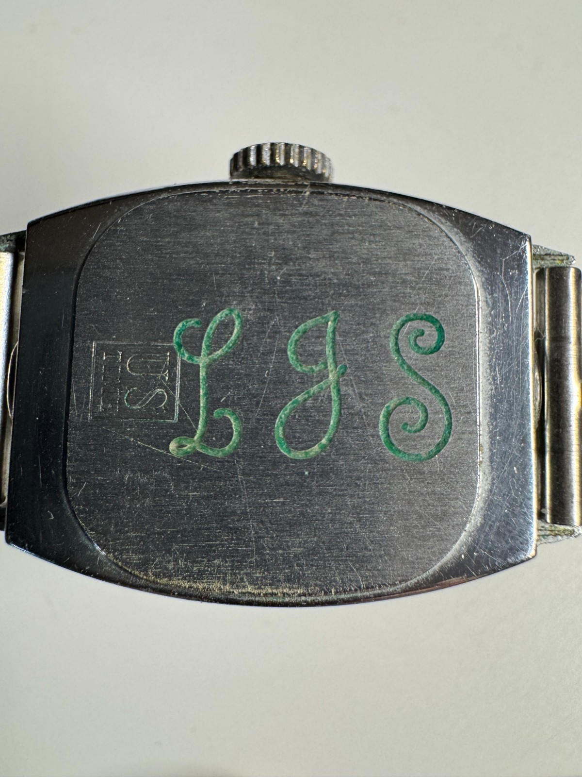 US Time/Kelton Vintage Black Dial Wind Up Tank Watch 26MM Runs Good