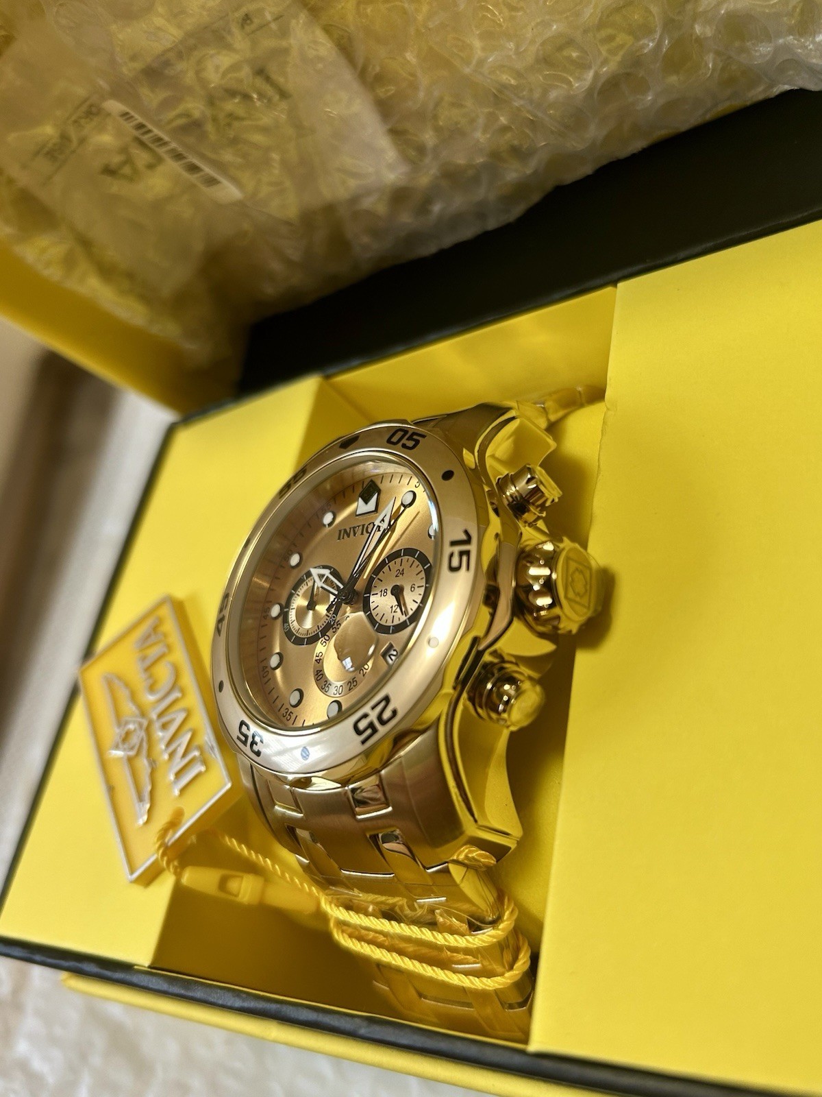 Invicta Pro Diver SCUBA, 9” Wrist, 48mm, New/Box/3yr Wnty, WR 200m, Gold (0074)