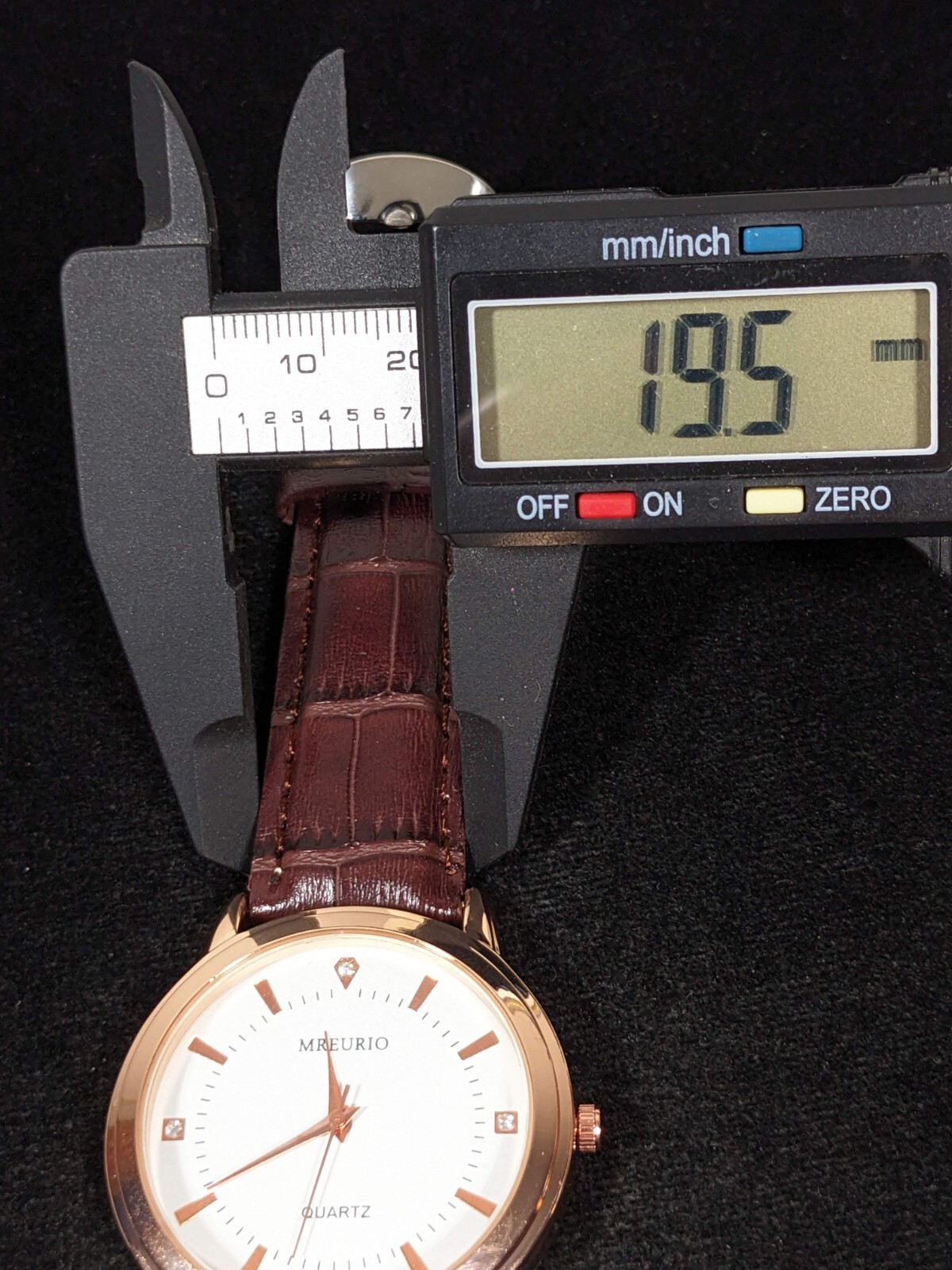 Mreurio White Dial Round Gold Tone Case Brown Leather Band Watch