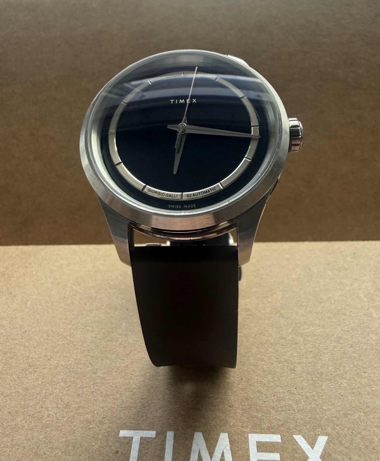 Timex Giorgio Galli S2 Automatic 38mm Titanium Black Dial Rubber Strap 50m