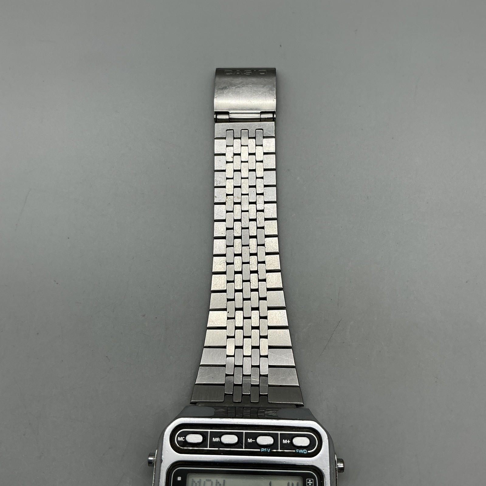 Vintage Casio Data Bank Mens Watch 33mm Silver Tone Calculator Alarm New Battery