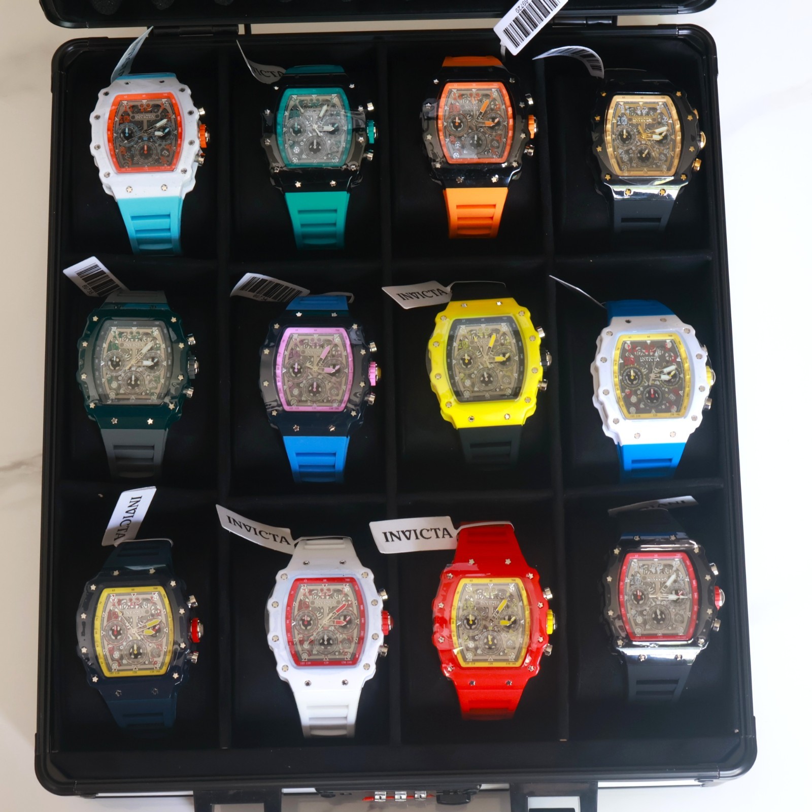 Invicta Racing Champions Collector Set – 12 Bold Colorway Watches + Case