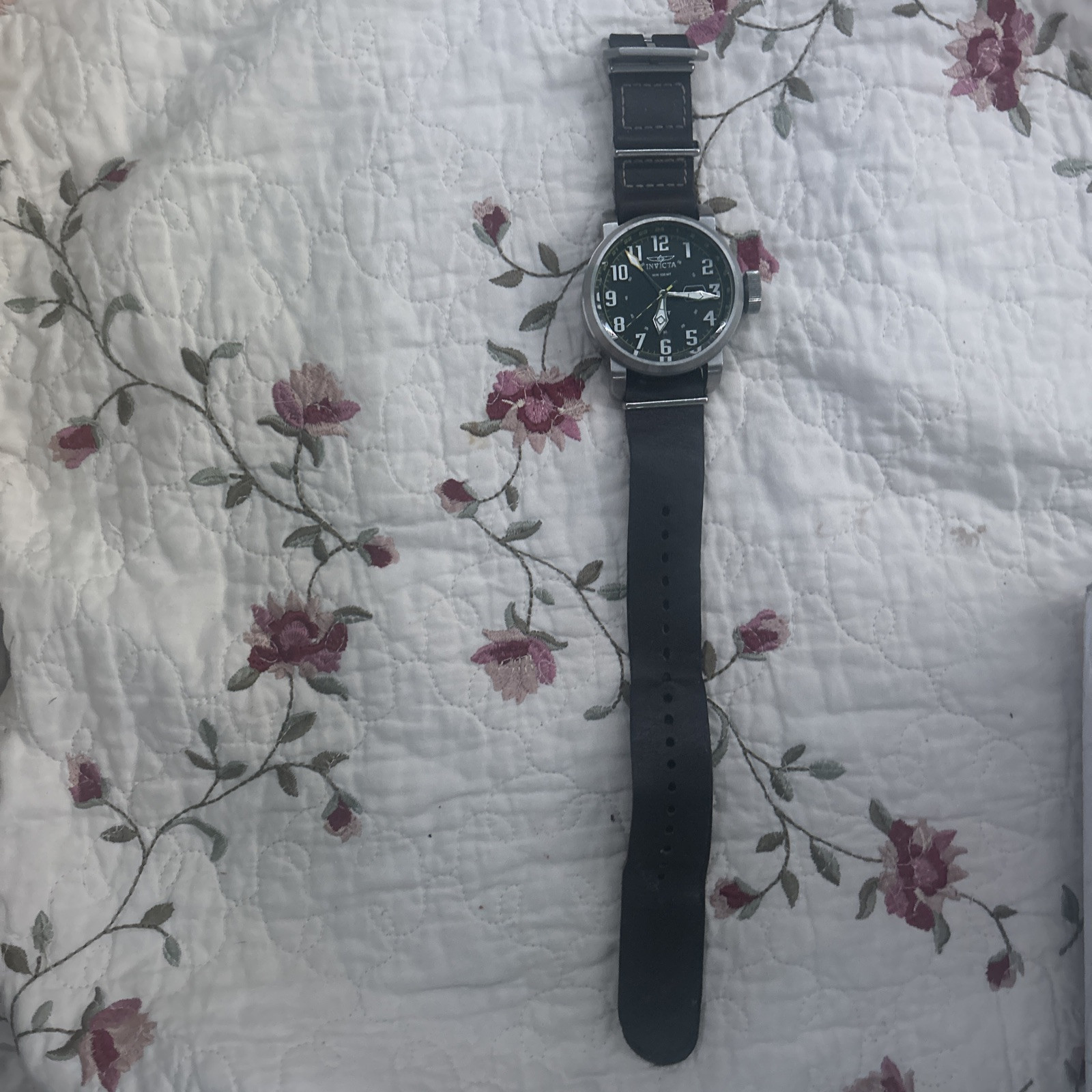 Invicta Aviator GMT Quartz Watch 52mm SS Leather Strap 18886 Pre-owned