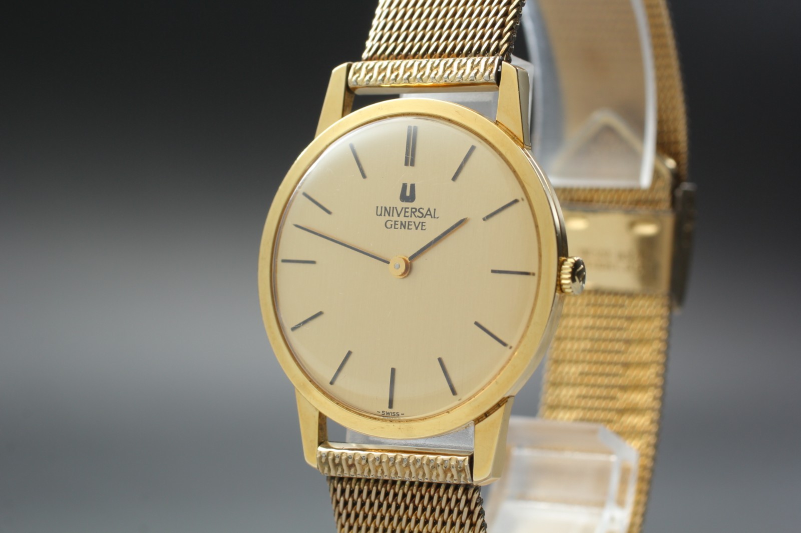 VINTAGE “Near Mint” Universal Geneve 542101 Gold Dial Manual Men’s Watch JAPAN