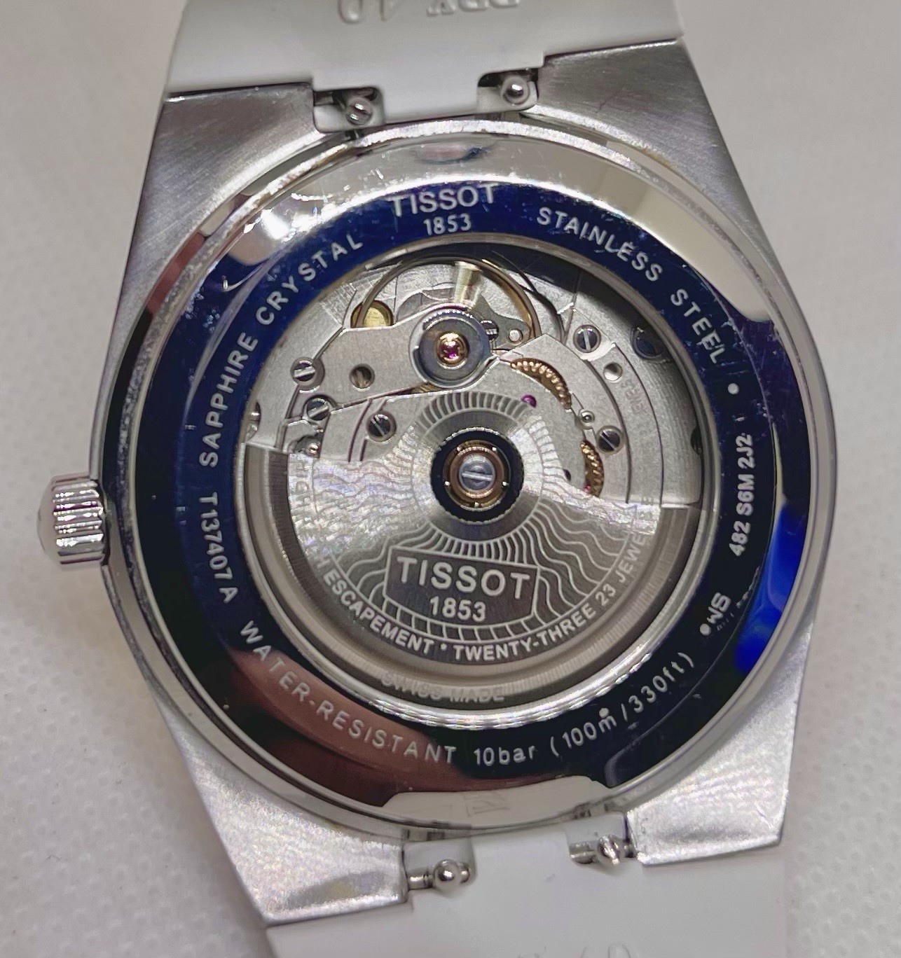 Tissot PRX Powermatic 80 Dial 40mm White Gold Bezel with Delugs Rubber Strap