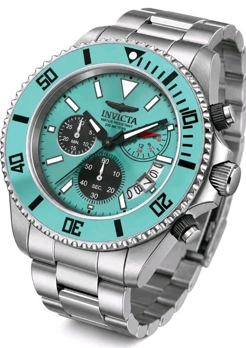 Invicta Pro Diver Mens Watch 44mm Turquoise Steel 51123 MSRP $249 WR 200M