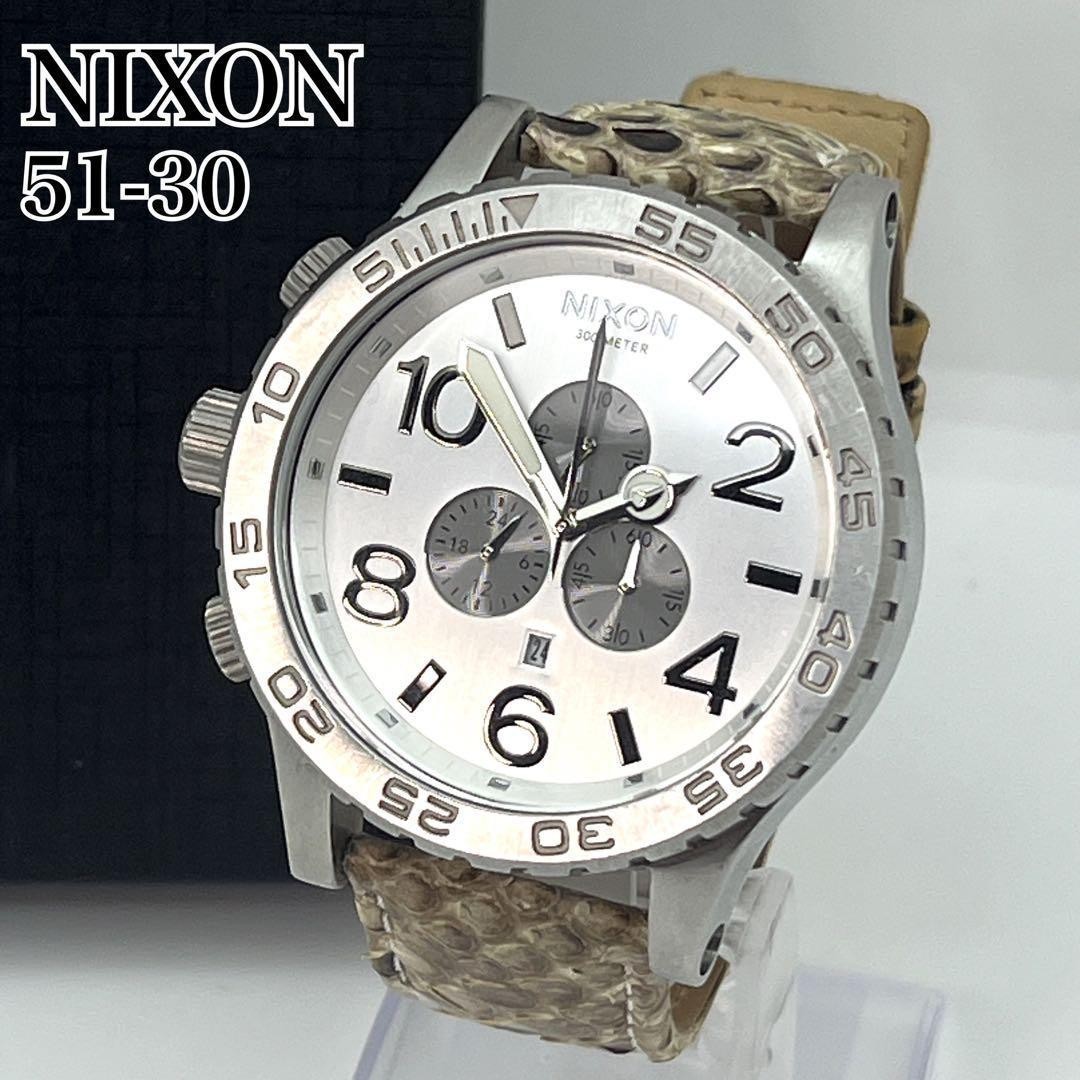Nixon 51-30 Chronograph Watch Pattern Leather Band 51.2 mm