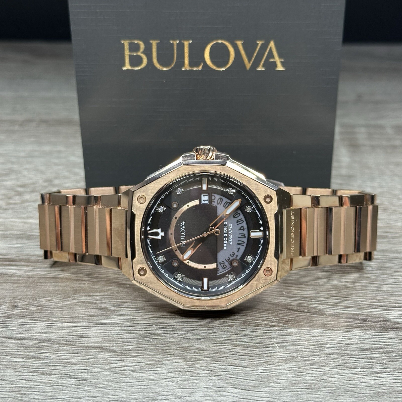 NEW✅262kHz✅Bulova Precisionist X Chronograph Rose Gold Steel Watch 97D129 $995