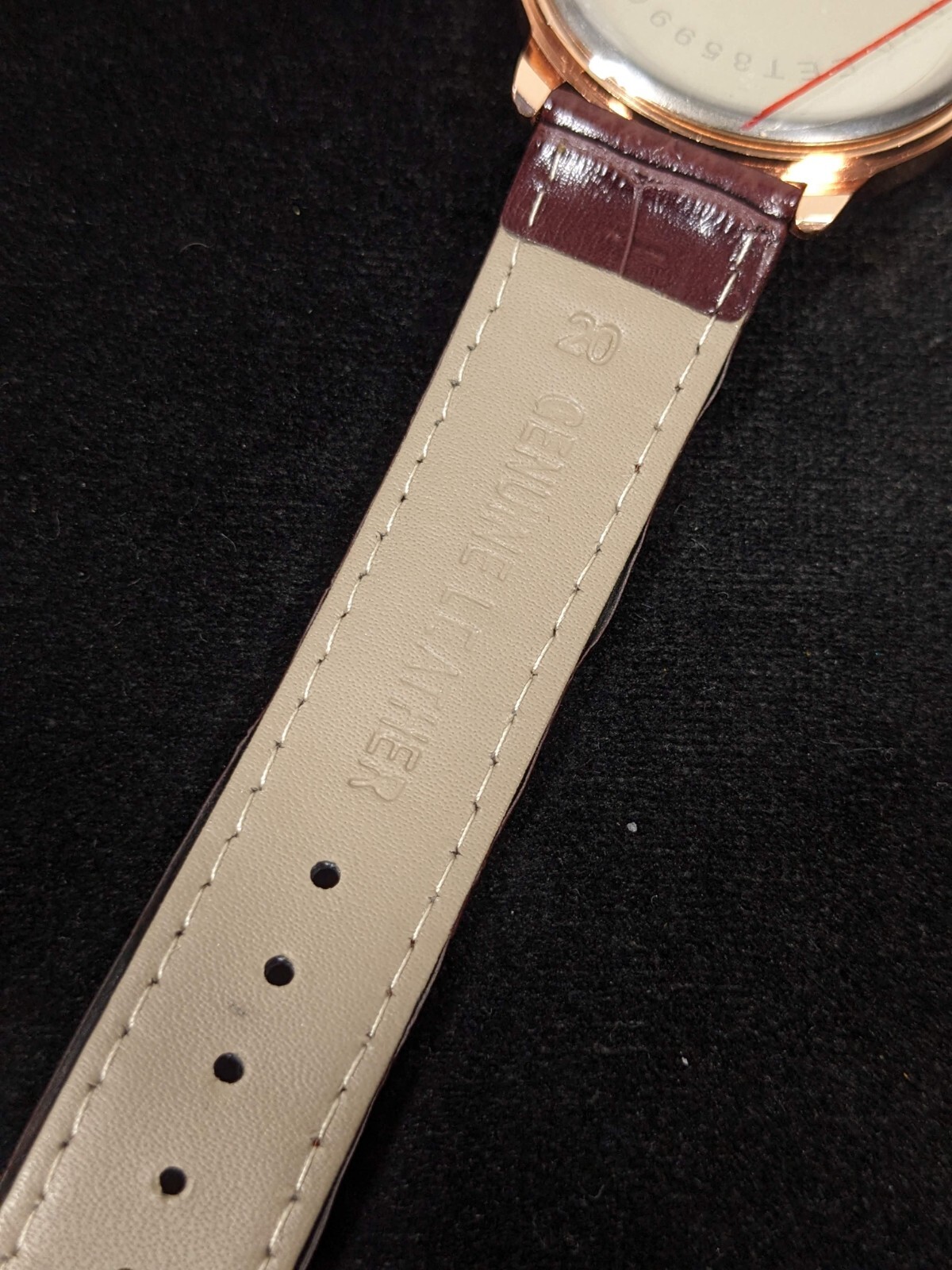 Mreurio White Dial Round Gold Tone Case Brown Leather Band Watch