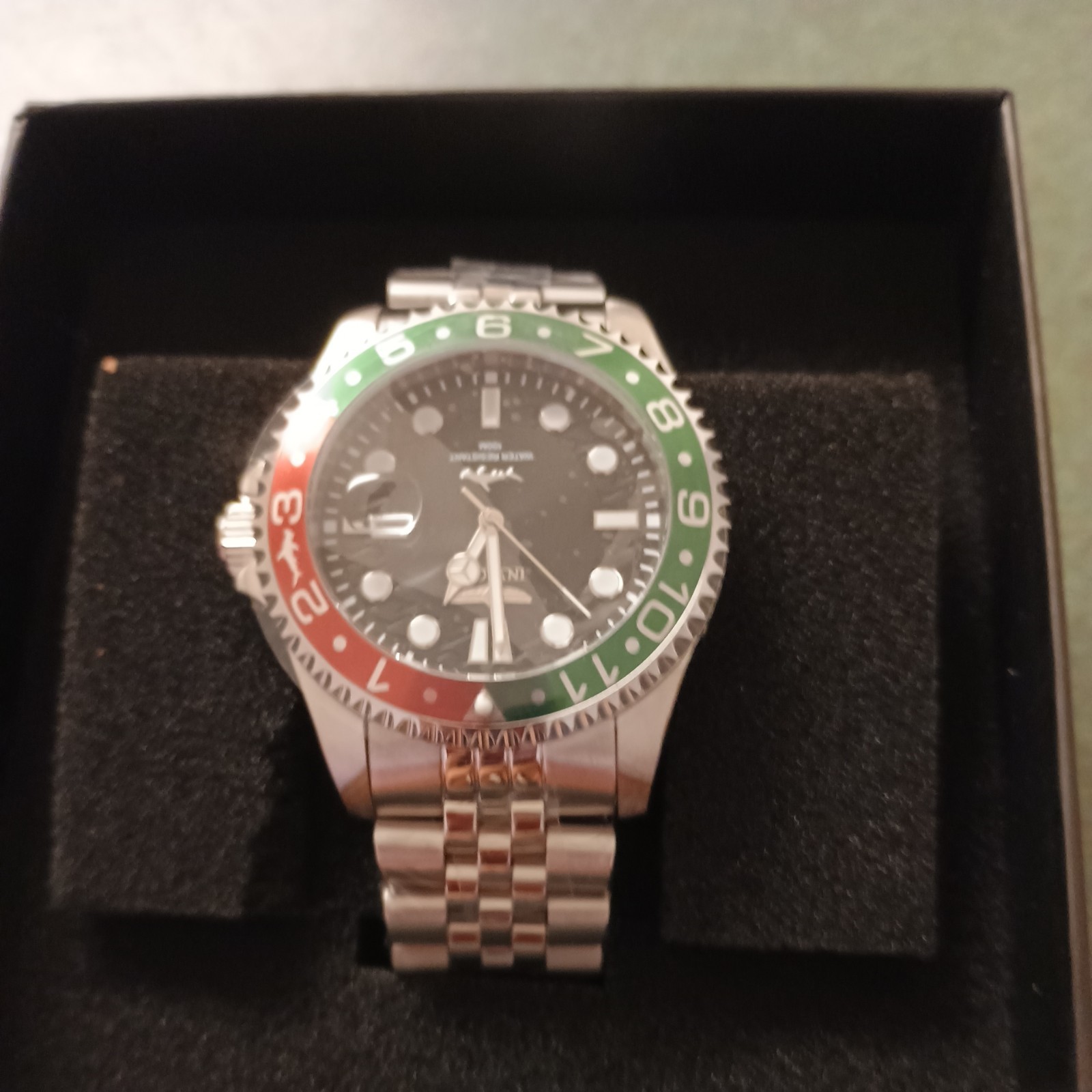 Invicta 36851 Pro Diver 43mm Steel Black Dial Green Red Bezel Men’s Watch – NIB